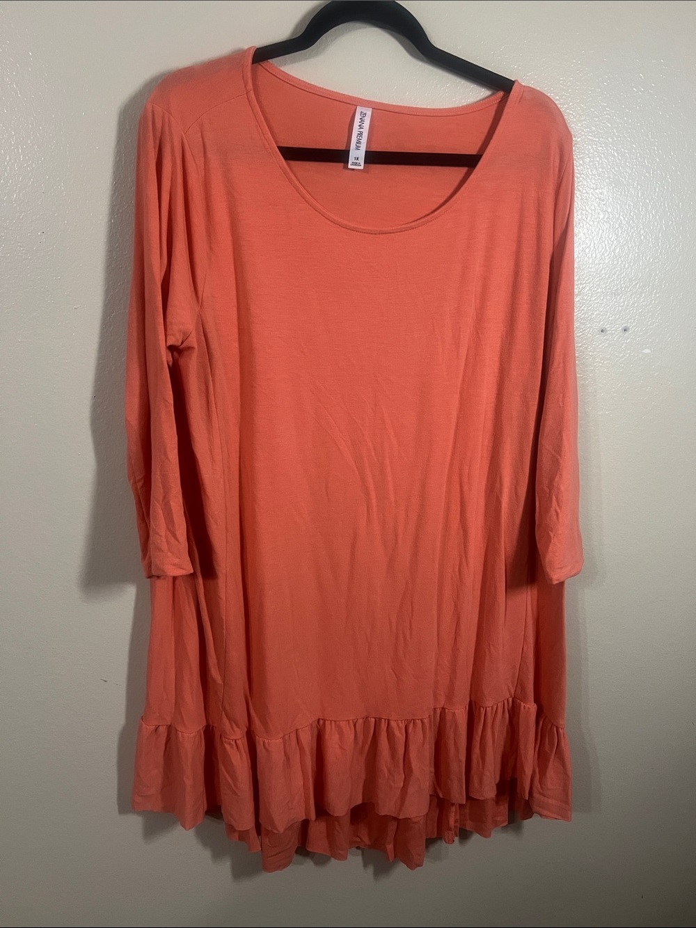 Zenana Outfitters Coral Ruffle-Hem Scoop Neck Tunic